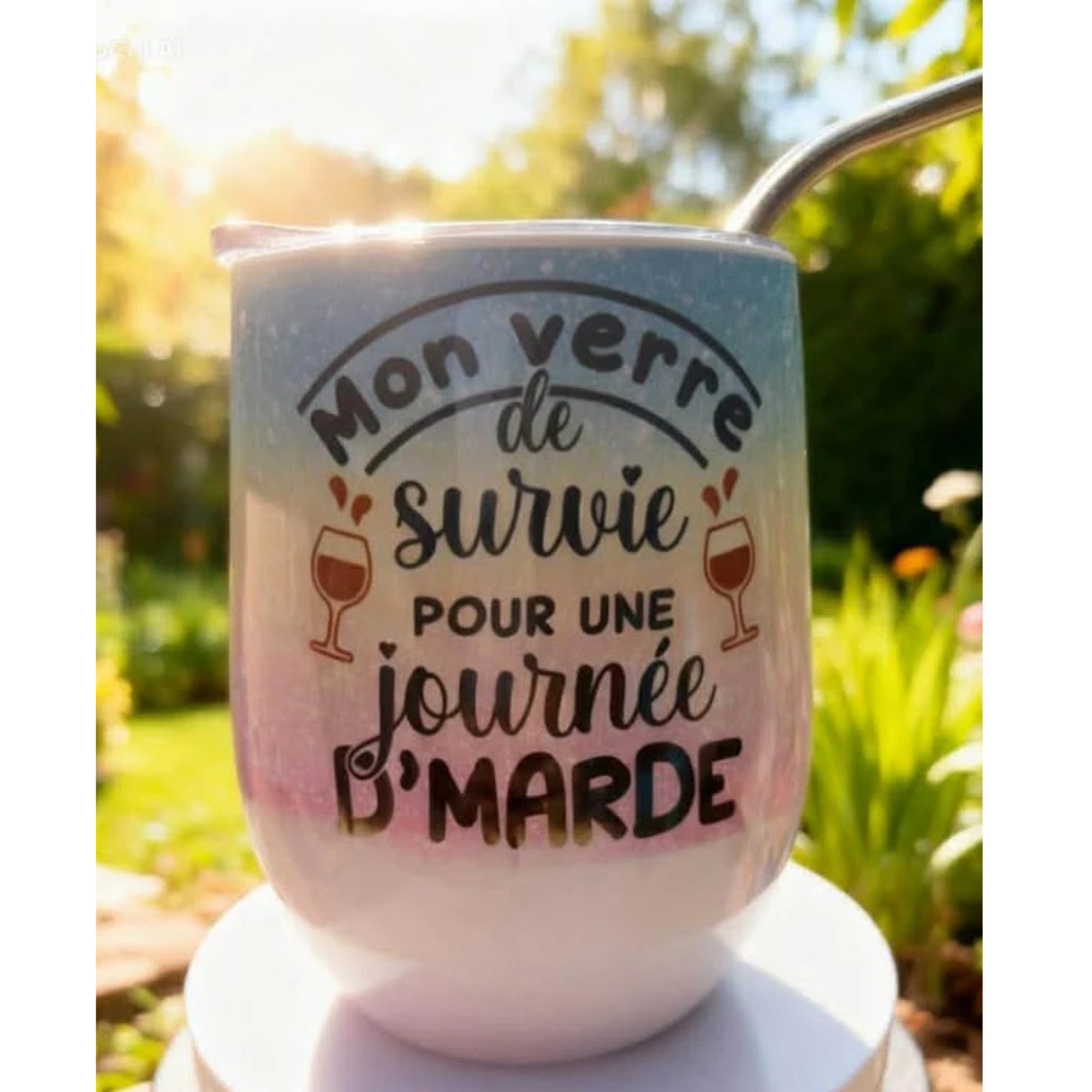 Tumbler verre à vin 12 oz personnalisé 🍷✨