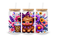 Verre givré 16 oz – Vache fleuri