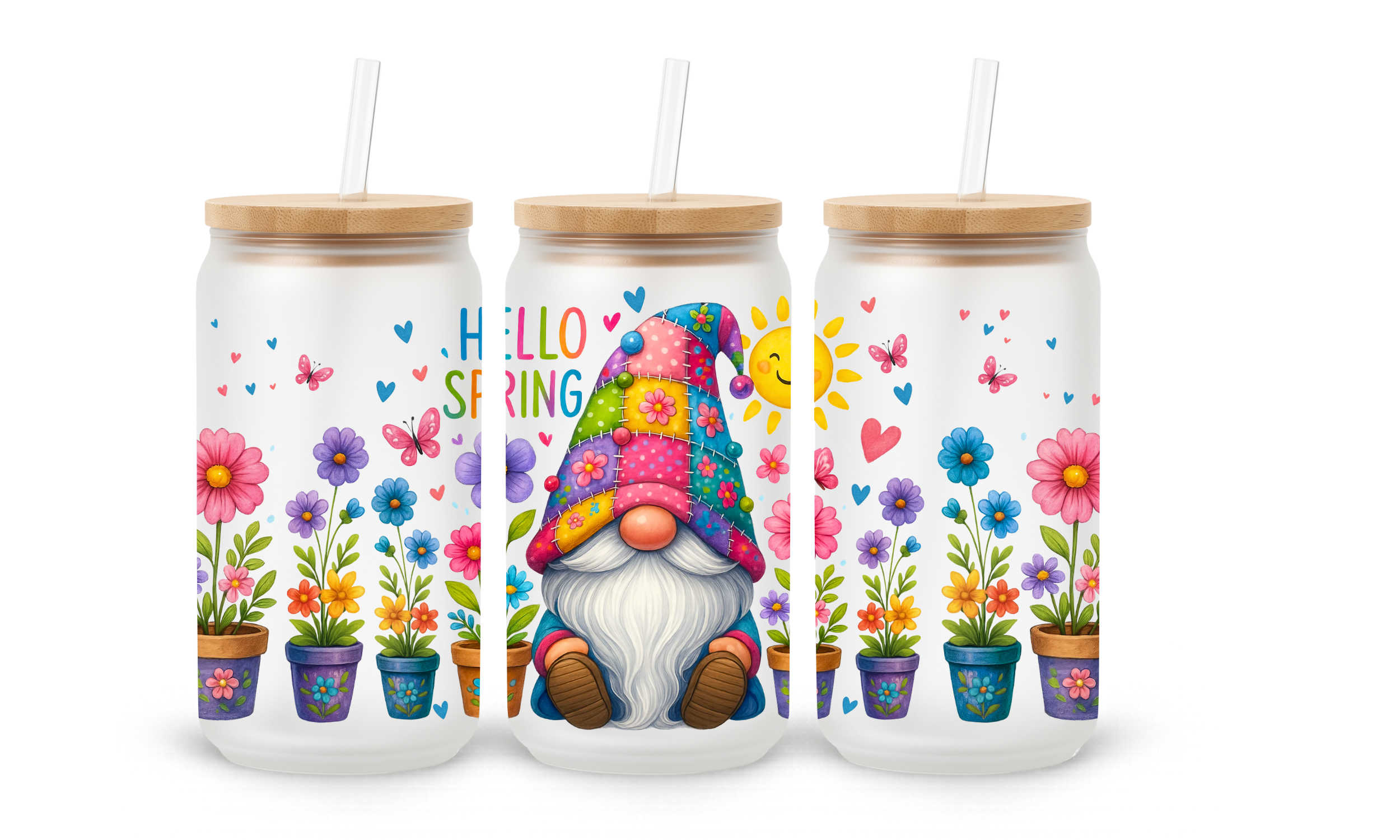 Verre givré 16 oz – Gnome Hello Spring