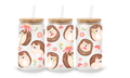 Verre givré 16 oz – Petits hérissons fleuris