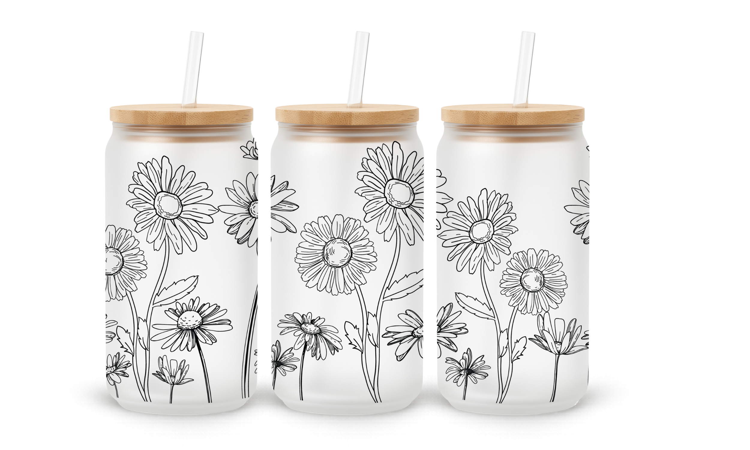 Verre givré 16 oz – Marguerites délicates