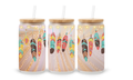 Verre givré 16 oz – Plumes bohèmes lumineuses