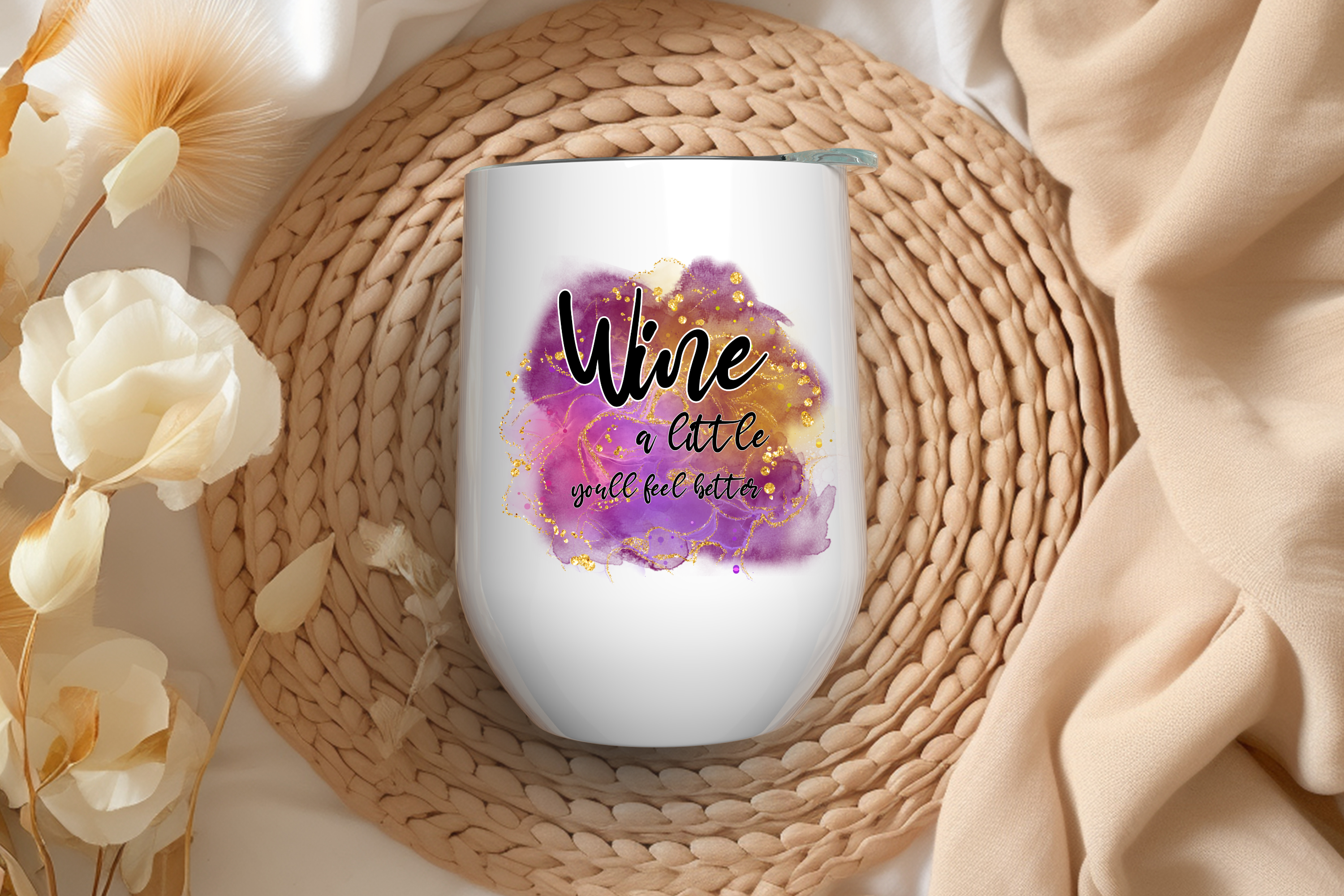 Tumbler verre à vin 12 oz personnalisé 🍷✨