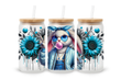 Verre givré bohème 16 oz – Lapin & tournesols bleu