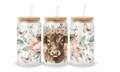 Verre givré 16 oz – Vache fleurie bohème